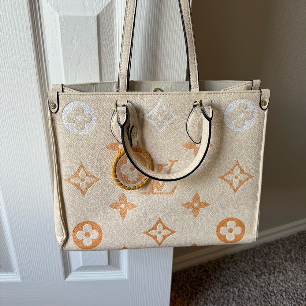 LV Cream and Orange and pink OTG PM Tote Bag
